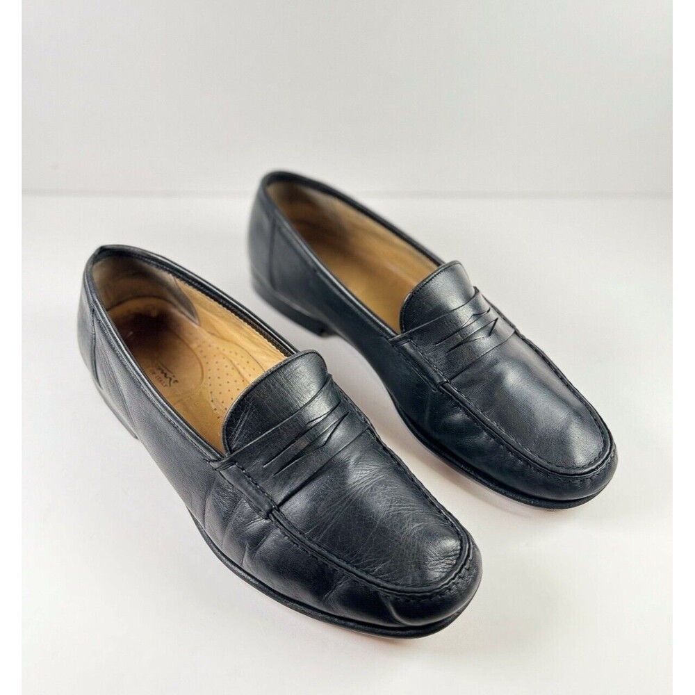 Santoni Black Leather Loafers